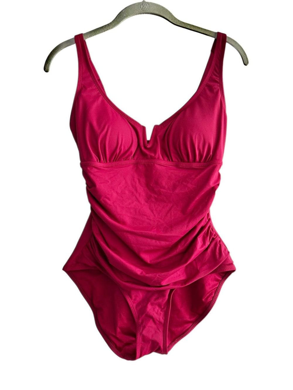 NEW Anne Cole One Piece Swimsuit Gathered Ruching Burgundy Red Size 10